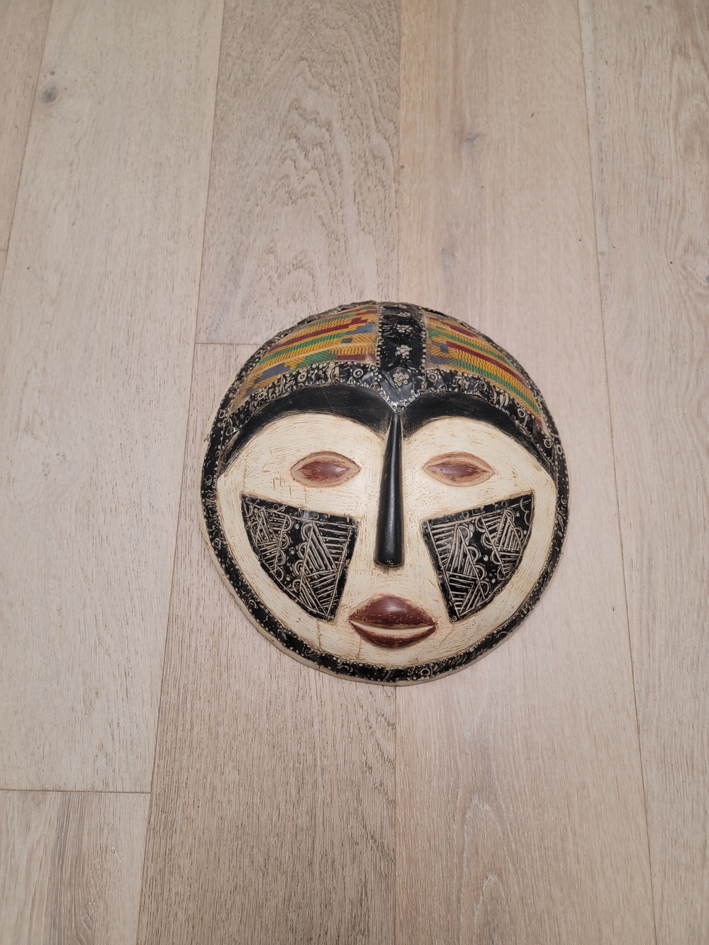 Handcrafted African Tribal Face Mask Wall Art - Multicolor